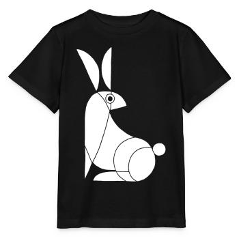 Lustiges weißes Kaninchen - Stanley/Stella Kinder T-Shirt MINI CREATOR  - Schwarz - Vorne - Mikhail (115cm)