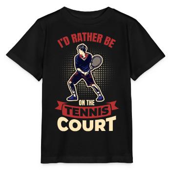 Ich wäre lieber auf dem Tennisplatz - Stanley/Stella Kinder T-Shirt MINI CREATOR  - Schwarz - Vorne - Mikhail (115cm)