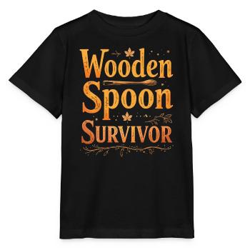 Wooden Spoon Survivor Champion Funny - Stanley/Stella MINI CREATOR Kids’ T-Shirt - black - Front - Mikhail (115cm)