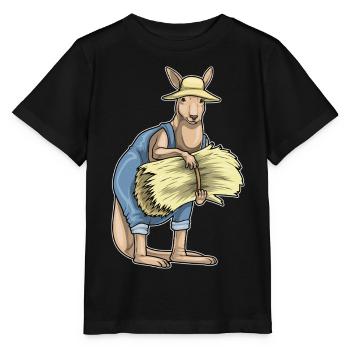 Känguru Landwirt Stroh Bauernhof - Stanley/Stella Kinder T-Shirt MINI CREATOR  - Schwarz - Vorne - Mikhail (115cm)