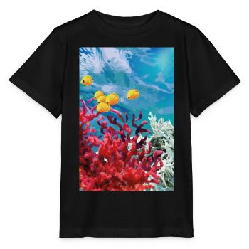 Lebendige Korallenriff Unterwasserwelt - Stanley/Stella Kinder T-Shirt MINI CREATOR  - Schwarz - Vorne - Mikhail (115cm)