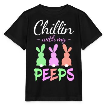 Chillin avec Peeps Pastel Bunnies - T-shirt bio MINI CREATOR Stanley/Stella Enfant - noir - Devant - Mikhail (115cm)
