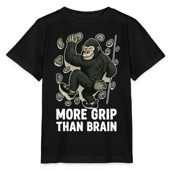 More Grip Than Brain – Gorilla bouldering - Stanley/Stella MINI CREATOR Kids’ T-Shirt - black - Front - Mikhail (115cm)