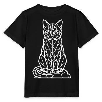 Geometrische Katzenlinie - white - Stanley/Stella Kinder T-Shirt MINI CREATOR  - Schwarz - Vorne - Mikhail (115cm)