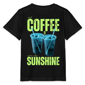 « Café glacé & soleil tous les jours » Café coloré - T-shirt bio MINI CREATOR Stanley/Stella Enfant - noir - Devant - Mikhail (115cm)