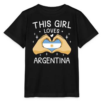 Argentina Flag South America Argentine Flag - Stanley/Stella MINI CREATOR Kids’ T-Shirt - black - Front - Mikhail (115cm)