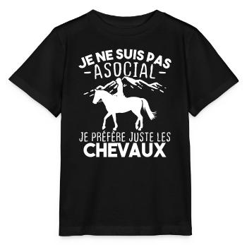 Je préfère juste les chevaux - T-shirt bio MINI CREATOR Stanley/Stella Enfant - noir - Devant - Mikhail (115cm)