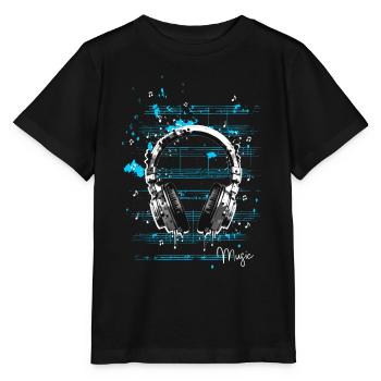 musikalische Kopfhörer - Stanley/Stella Kinder T-Shirt MINI CREATOR  - Schwarz - Vorne - Mikhail (115cm)