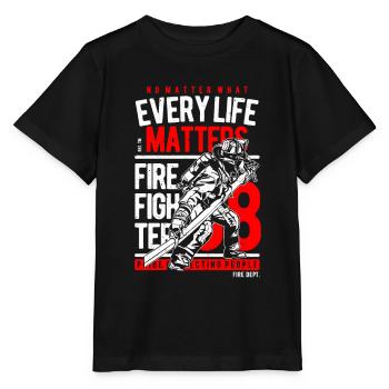 Fire brigade Every life counts - Stanley/Stella MINI CREATOR Kids’ T-Shirt - black - Front - Mikhail (115cm)