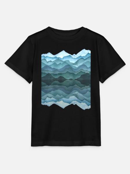 Aquarell: abstrakte Landschaft mit Hügeln/ Bergen - Stanley/Stella Kinder T-Shirt MINI CREATOR - Schwarz