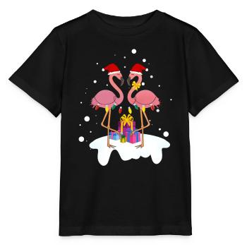 Flamant rose Noël. Cadeau de Noël - T-shirt bio MINI CREATOR Stanley/Stella Enfant - noir - Devant - Mikhail (115cm)