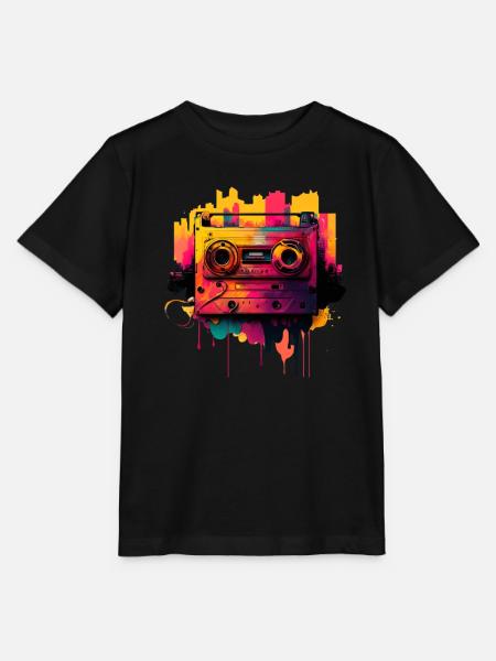 Retro Mixtape - Stanley/Stella Kinder T-Shirt MINI CREATOR - Schwarz