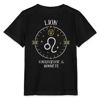 Du signe du Lion - Courageuse et honnête - T-shirt bio MINI CREATOR Stanley/Stella Enfant - noir - Devant - Mikhail (115cm)