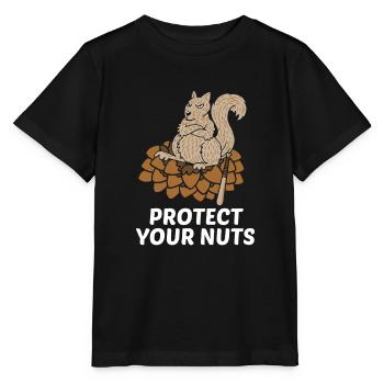 Beschütze deine Nüsse Geschenk - Stanley/Stella Kinder T-Shirt MINI CREATOR  - Schwarz - Vorne - Mikhail (115cm)