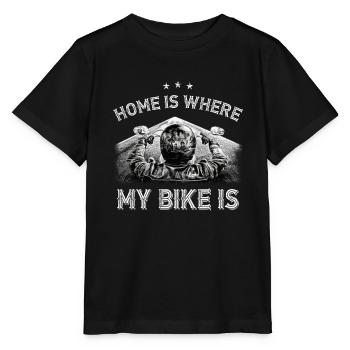Home is Where My Bike Is - Cooles Biker Shirt - Stanley/Stella Kinder T-Shirt MINI CREATOR  - Schwarz - Vorne - Mikhail (115cm)