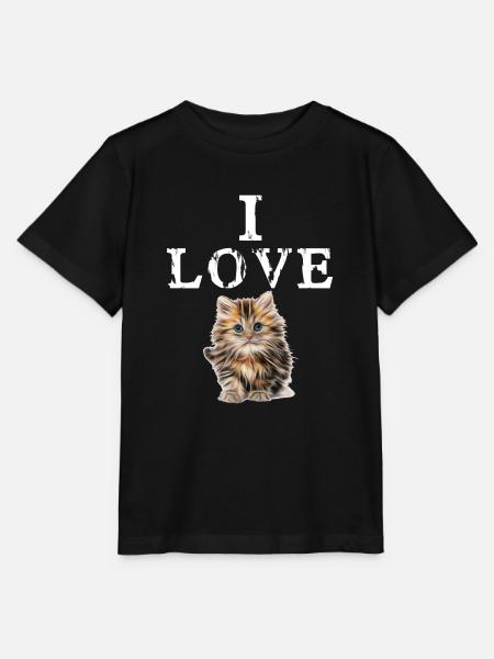 I Love Cats - Stanley/Stella Kinder T-Shirt MINI CREATOR  - Schwarz