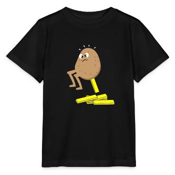 pomme de terre poof frites frites frites drole noel nouveau haha - T-shirt bio MINI CREATOR Stanley/Stella Enfant - noir - Devant - Mikhail (115cm)