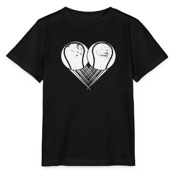 Ich liebe Tennis Mein Herz für Tennis Geschenk - Stanley/Stella Kinder T-Shirt MINI CREATOR  - Schwarz - Vorne - Mikhail (115cm)