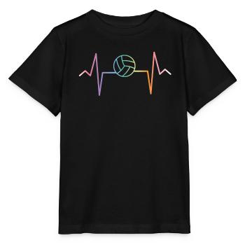 Volleyball - Heartbeat - Pulse - Beachball - Stanley/Stella MINI CREATOR Kids’ T-Shirt - black - Front - Mikhail (115cm)