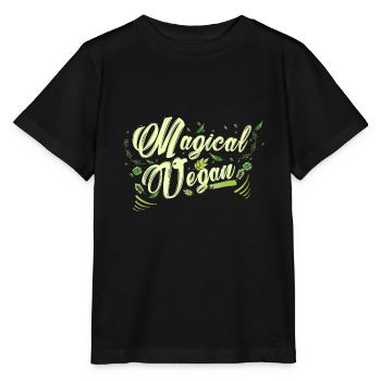 Vegan magique - végétalien magique - les droits des animaux - T-shirt bio MINI CREATOR Stanley/Stella Enfant - noir - Devant - Mikhail (115cm)