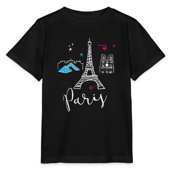 paris scribble fashion girl love pink tourist tren - Stanley/Stella Kinder T-Shirt MINI CREATOR  - Schwarz - Vorne - Mikhail (115cm)