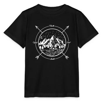 Kompass Geschenk Himmelsrichtungen Berge Wandern - Stanley/Stella Kinder T-Shirt MINI CREATOR  - Schwarz - Vorne - Mikhail (115cm)