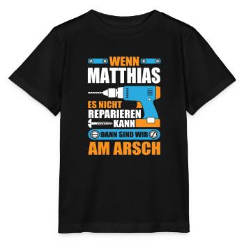 Matthias Name Geschenk Reparatur reparieren - Stanley/Stella Kinder T-Shirt MINI CREATOR  - Schwarz - Vorne - Mikhail (115cm)