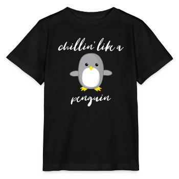 Penguin - Chill out - Lazy - Gift - Relax - Stanley/Stella MINI CREATOR Kids’ T-Shirt - black - Front - Mikhail (115cm)