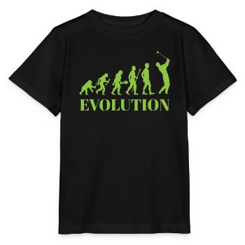 Evolution - Golf - Humour - Divertissement - Cadeau - T-shirt bio MINI CREATOR Stanley/Stella Enfant - noir - Devant - Mikhail (115cm)