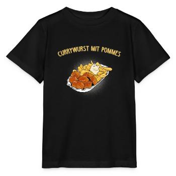 Currywurst mit Pommes Geschenk - Stanley/Stella Kinder T-Shirt MINI CREATOR  - Schwarz - Vorne - Mikhail (115cm)