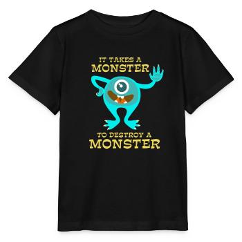 Monster - Creepy - Destroy - Gift - Stanley/Stella MINI CREATOR Kids’ T-Shirt - black - Front - Mikhail (115cm)