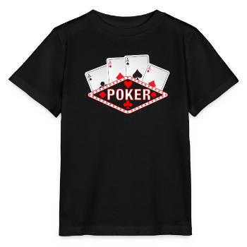 Poker - Ace - Casino - Soirée de poker - 2xCaro - T-shirt bio MINI CREATOR Stanley/Stella Enfant - noir - Devant - Mikhail (115cm)