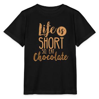 Life is short - so, eat chocolate - Stanley/Stella MINI CREATOR Kids’ T-Shirt - black - Front - Mikhail (115cm)
