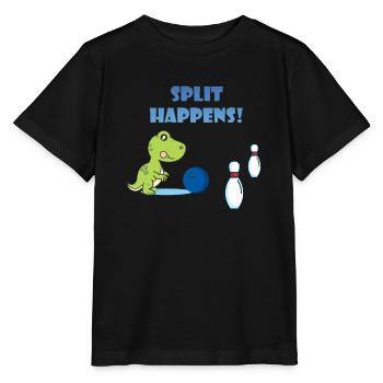 Split Happens Dino Trex T-Rex Bowling T-Shirt - Stanley/Stella Kinder T-Shirt MINI CREATOR  - Schwarz - Vorne - Mikhail (115cm)