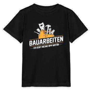 Bauarbeiter · Baustelle · Bagger · Bauarbeiten - Stanley/Stella Kinder T-Shirt MINI CREATOR  - Schwarz - Vorne - Mikhail (115cm)