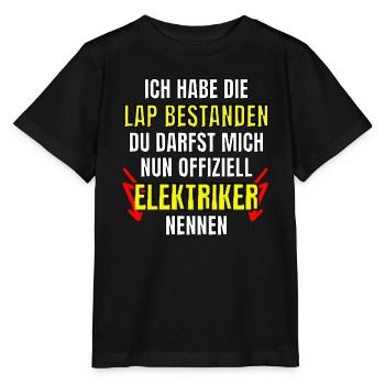 Elektriker Lehrabschlussprüfung LAP bestanden - Stanley/Stella Kinder T-Shirt MINI CREATOR  - Schwarz - Vorne - Mikhail (115cm)