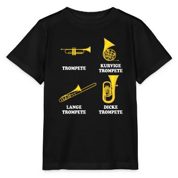 trompette - T-shirt bio MINI CREATOR Stanley/Stella Enfant - noir - Devant - Mikhail (115cm)