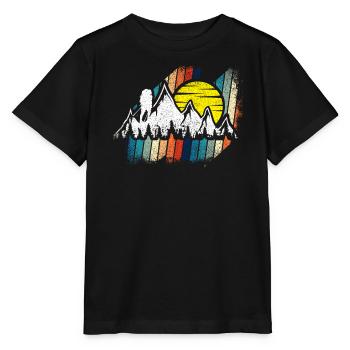 Berge mit Sonne - Stanley/Stella Kinder T-Shirt MINI CREATOR  - Schwarz - Vorne - Mikhail (115cm)