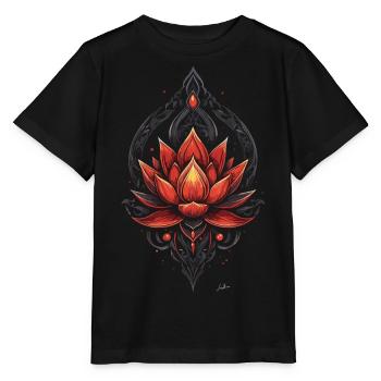 Dekorativer goldroter Lotus - Stanley/Stella Kinder T-Shirt MINI CREATOR  - Schwarz - Vorne - Mikhail (115cm)