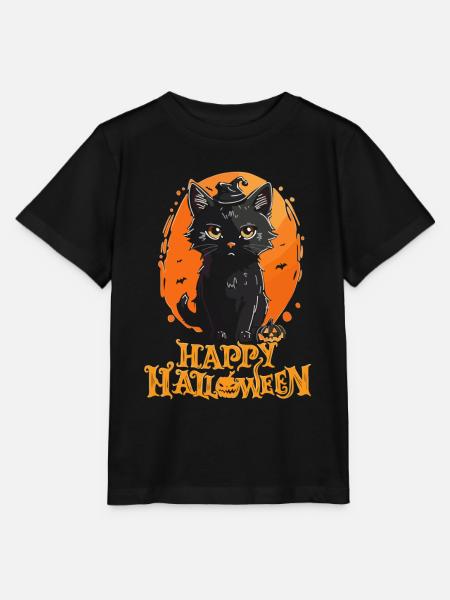 Happy Halloween - Schwarze Katze - Stanley/Stella Kinder T-Shirt MINI CREATOR  - Schwarz