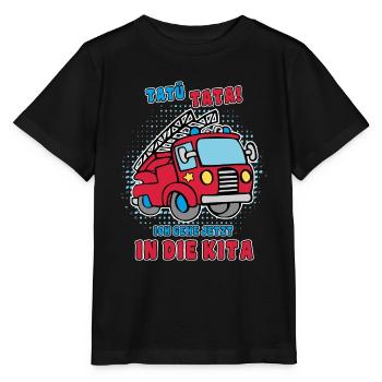 Kita Anfänger Feuerwehr Jungen Geschenkidee - Stanley/Stella Kinder T-Shirt MINI CREATOR  - Schwarz - Vorne - Mikhail (115cm)
