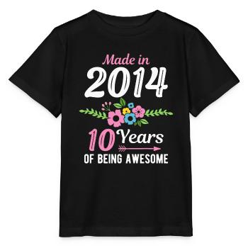 Fabriqué en 2014 Floral 10e anniversaire 10 ans - T-shirt bio MINI CREATOR Stanley/Stella Enfant - noir - Devant - Mikhail (115cm)