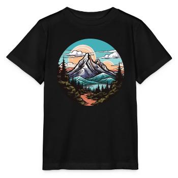 Berge Landschaft - Stanley/Stella Kinder T-Shirt MINI CREATOR  - Schwarz - Vorne - Mikhail (115cm)