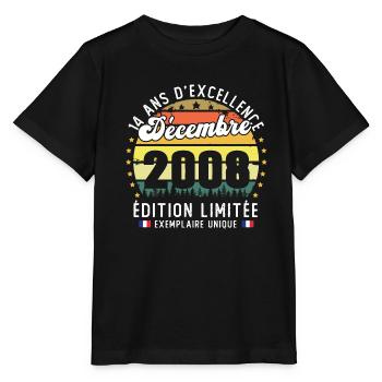 14 Ans Anniversaire Vintage Né en Décembre 2008 - T-shirt bio MINI CREATOR Stanley/Stella Enfant - noir - Devant - Mikhail (115cm)