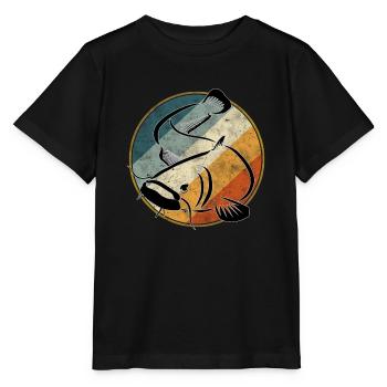 Retro Angeln - Waller Wels - Stanley/Stella Kinder T-Shirt MINI CREATOR  - Schwarz - Vorne - Mikhail (115cm)