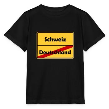 Schweiz Auswandern! Im Ortsschild Desing! - Stanley/Stella Kinder T-Shirt MINI CREATOR  - Schwarz - Vorne - Mikhail (115cm)