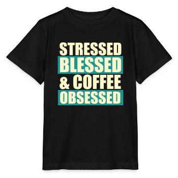 Stressed blessed - Stanley/Stella MINI CREATOR Kids’ T-Shirt - black - Front - Mikhail (115cm)