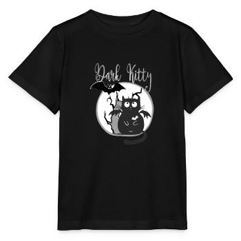 Dark Kitty... black gothic cat with bat - Stanley/Stella MINI CREATOR Kids’ T-Shirt - black - Front - Mikhail (115cm)