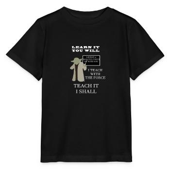 Teacher tech u with the force Meister Yoda - Stanley/Stella Kinder T-Shirt MINI CREATOR  - Schwarz - Vorne - Mikhail (115cm)