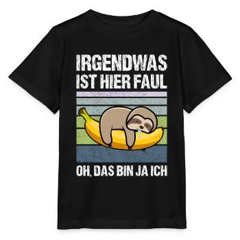 dicton paresseux | Quelque chose de louche | Humour de bureau - T-shirt bio MINI CREATOR Stanley/Stella Enfant - noir - Devant - Mikhail (115cm)